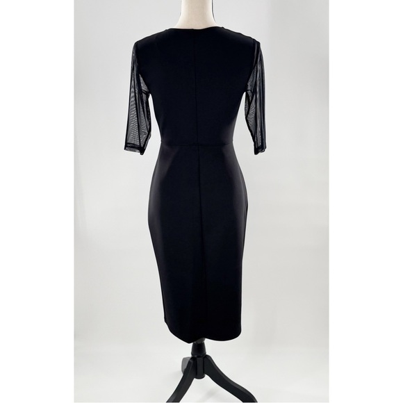 EN FOCUS STUDIO Elegant Black Dress with Sheer Sleeves SIZE 6 Women’s 	6 - Picture 3 of 10